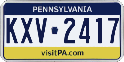 PA license plate KXV2417