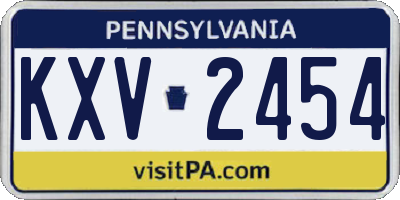 PA license plate KXV2454