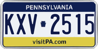 PA license plate KXV2515