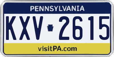 PA license plate KXV2615
