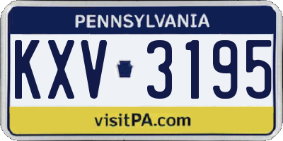PA license plate KXV3195