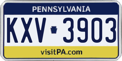 PA license plate KXV3903