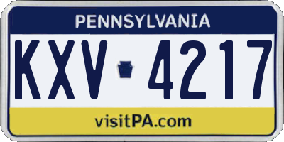 PA license plate KXV4217
