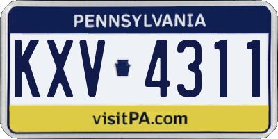 PA license plate KXV4311