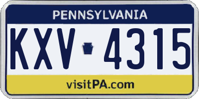 PA license plate KXV4315
