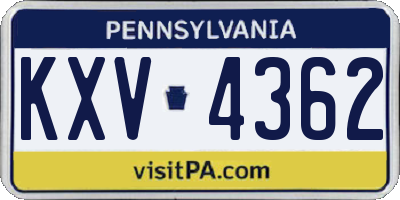 PA license plate KXV4362