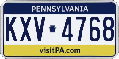 PA license plate KXV4768