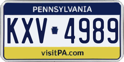 PA license plate KXV4989