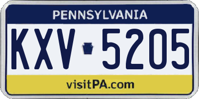 PA license plate KXV5205