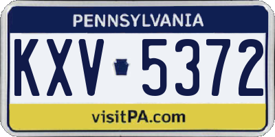 PA license plate KXV5372
