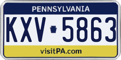 PA license plate KXV5863
