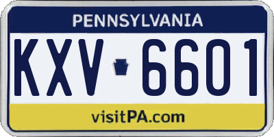 PA license plate KXV6601