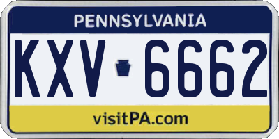 PA license plate KXV6662