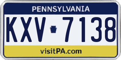 PA license plate KXV7138
