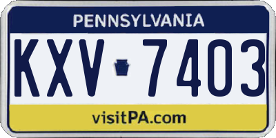 PA license plate KXV7403