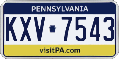 PA license plate KXV7543
