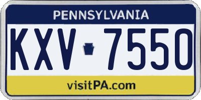 PA license plate KXV7550