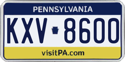 PA license plate KXV8600