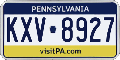 PA license plate KXV8927