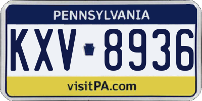 PA license plate KXV8936