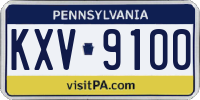 PA license plate KXV9100