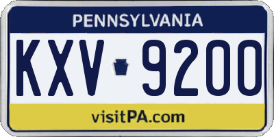PA license plate KXV9200