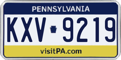 PA license plate KXV9219