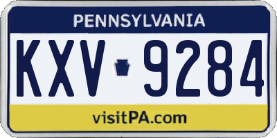 PA license plate KXV9284