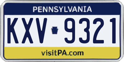 PA license plate KXV9321