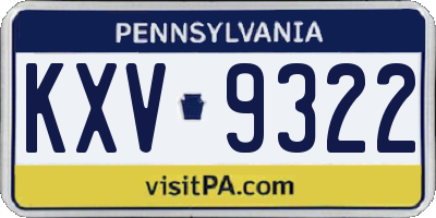 PA license plate KXV9322