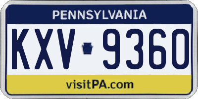 PA license plate KXV9360