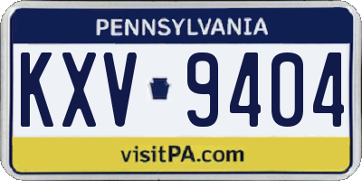 PA license plate KXV9404