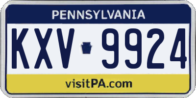 PA license plate KXV9924