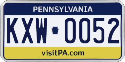 PA license plate KXW0052