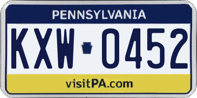 PA license plate KXW0452