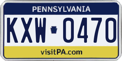 PA license plate KXW0470