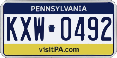 PA license plate KXW0492