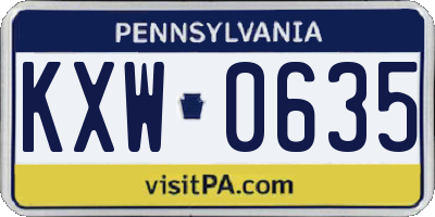 PA license plate KXW0635