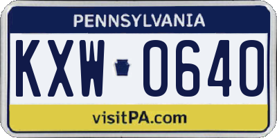 PA license plate KXW0640
