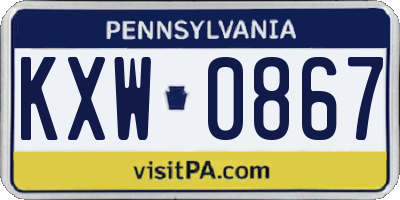 PA license plate KXW0867