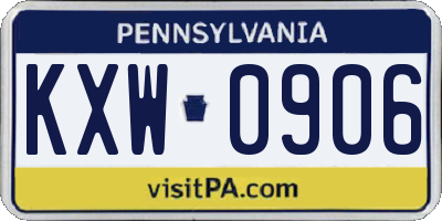 PA license plate KXW0906