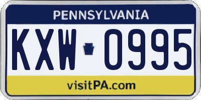 PA license plate KXW0995