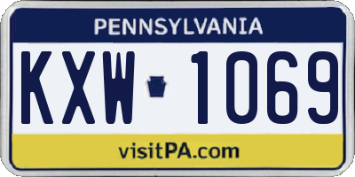 PA license plate KXW1069