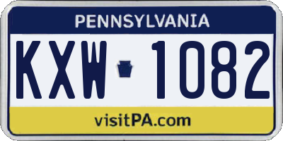 PA license plate KXW1082