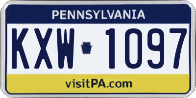 PA license plate KXW1097