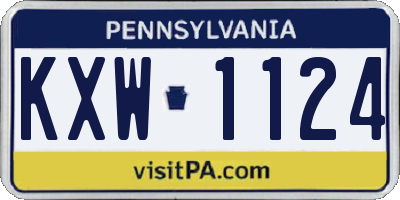 PA license plate KXW1124