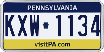 PA license plate KXW1134