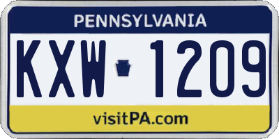 PA license plate KXW1209