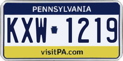 PA license plate KXW1219
