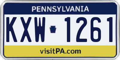PA license plate KXW1261